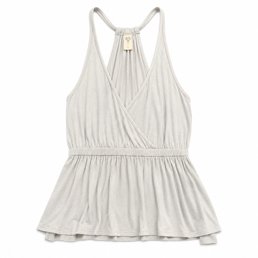 Free People We The Free Blue Grey Surplice Peplum Racerback Tank Top Small